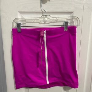 SKIMS Swim Zip Front Mini Skirt Hot Pink NWT Size M